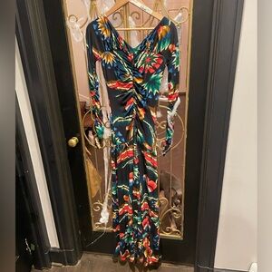 V neck rouging farm Rio long sleeve dress size small jersey Anthropologie